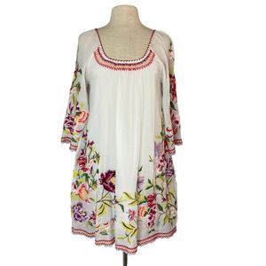Sundance Keiko Blooms Embroidered‎ Dress Women's Small White Floral Gauze Boho